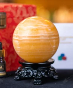 Quả Cầu Đá Phong Thủy Hoàng Long (Onyx) Vàng - 1,42kg - M1836142