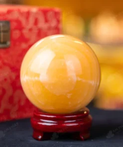 Quả Cầu Đá Phong Thủy Hoàng Long (Onyx) Vàng - 1,42kg - M1836142