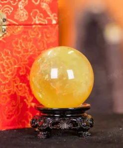 Quả Cầu Phong Thủy Đá Thạch Anh Vàng 2A Có Sao - 0,261kg - M26060261