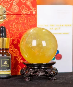 Quả Cầu Phong Thủy Đá Thạch Anh Vàng 2A Có Sao - 0,261kg - M26060261