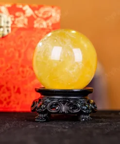 Quả Cầu Phong Thủy Đá Thạch Anh Vàng 2A Có Sao - 0,4kg - M260604