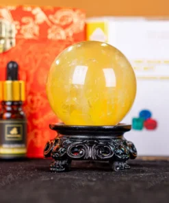 Quả Cầu Phong Thủy Đá Thạch Anh Vàng 2A Có Sao - 0,4kg - M260604