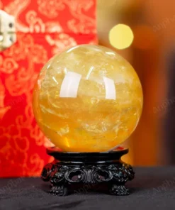 Quả Cầu Phong Thủy Đá Thạch Anh Vàng 2A Có Sao - 0,421kg - M26060421