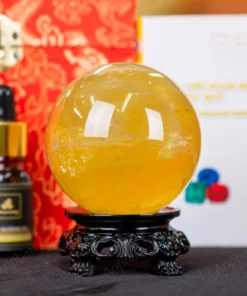 Quả Cầu Phong Thủy Đá Thạch Anh Vàng 2A Có Sao - 0,421kg - M26060421