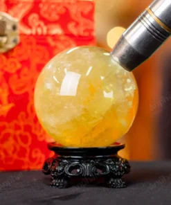 Quả Cầu Phong Thủy Đá Thạch Anh Vàng 2A Có Sao - 0,421kg - M26060421