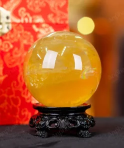 Quả Cầu Phong Thủy Đá Thạch Anh Vàng 2A Có Sao - 0,421kg - M26060421