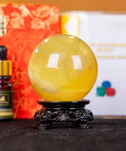 Quả Cầu Phong Thủy Đá Thạch Anh Vàng 2A Có Sao - 0,422kg - M26060422