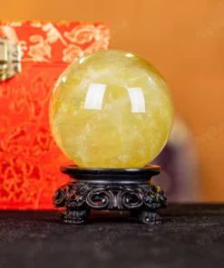 Quả Cầu Phong Thủy Đá Thạch Anh Vàng 2A Có Sao - 0,571kg - M26060571