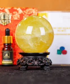 Quả Cầu Phong Thủy Đá Thạch Anh Vàng 2A Có Sao - 0,571kg - M26060571