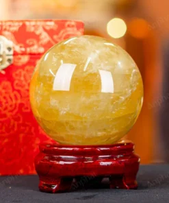 Quả Cầu Phong Thủy Đá Thạch Anh Vàng 2A Có Sao - 0,8kg - M260608