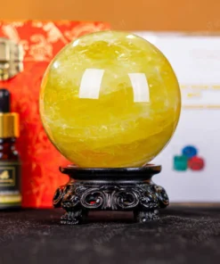 Quả Cầu Phong Thủy Đá Thạch Anh Vàng 2A Có Sao - 0,811kg - M26060811