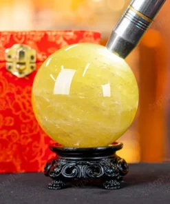 Quả Cầu Phong Thủy Đá Thạch Anh Vàng 2A Có Sao - 0,851kg - M26060851