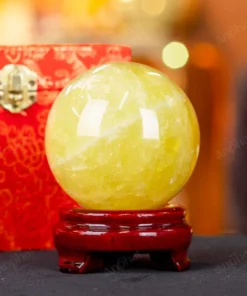 Quả Cầu Phong Thủy Đá Thạch Anh Vàng 2A Có Sao - 0,851kg - M26060851