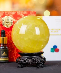 Quả Cầu Phong Thủy Đá Thạch Anh Vàng 2A Có Sao - 0,851kg - M26060851