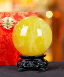 Quả Cầu Phong Thủy Đá Thạch Anh Vàng 2A Có Sao - 0,851kg - M26060851