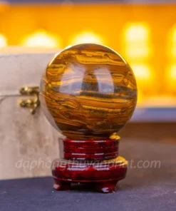 Quả Cầu Phong Thủy Đá Mắt Hổ Nâu Vàng 2.39kg - 11.5cm M03909