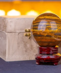 Quả Cầu Phong Thủy Đá Mắt Hổ Nâu Vàng 2.39kg - 11.5cm M03909