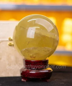 Quả Cầu Phong Thủy Đá Thạch Anh Vàng 2.58kg, 12cm - M19776