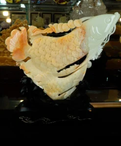 Tác Phẩm Cá Rồng Đại Phát Đá Phong Thủy, Đá Ngọc Onyx (Quà Tặng Phong Thủy VIP) M2299