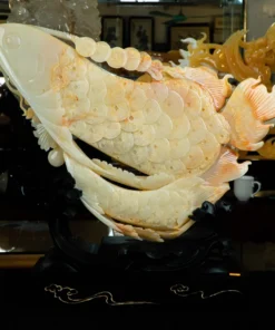 Tác Phẩm Cá Rồng Đại Phát Đá Phong Thủy, Đá Ngọc Onyx (Quà Tặng Phong Thủy VIP) M2299