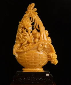 Tác Phẩm Giỏ Hoa Phú Quý Đá Phong Thủy, Đá Ngọc Onyx (Quà Tặng Phong Thủy VIP) M2422