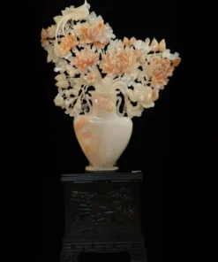 Tác Phẩm Bình Hoa Phú Quý Đá Phong Thủy, Đá Ngọc Onyx (Quà Tặng Phong Thủy VIP) M2401