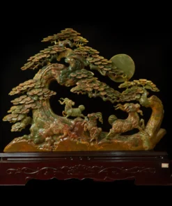 Tác Phẩm Tam Dương Khai Thái Đá Phong Thủy, Đá Ngọc Onyx (Quà Tặng Phong Thủy VIP) M2345