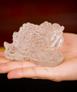 Thiềm Thừ (Cóc 3 Chân, Cóc Ngậm Tiền) Thạch Anh Trắng 0,5Kg - M13693