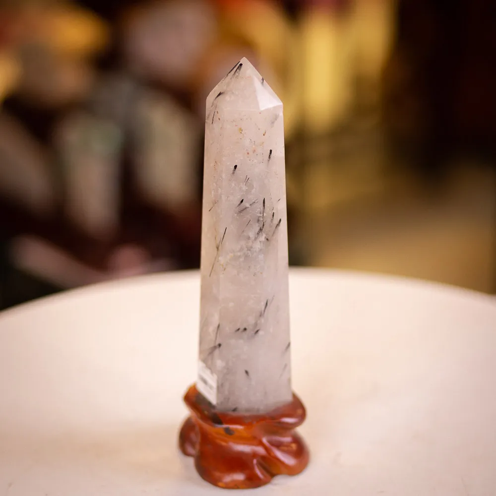 Trụ Đá Thạch Anh Trắng Tóc Đen VIP - M0429