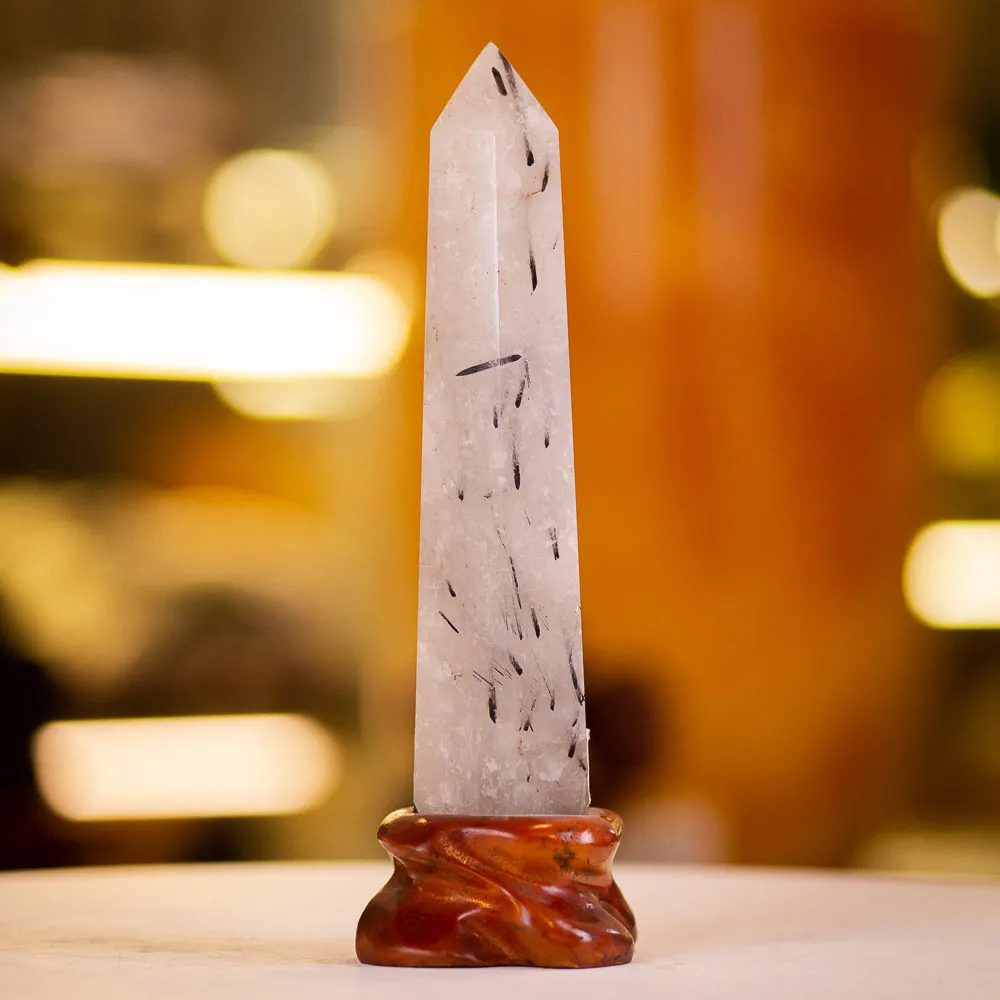 Trụ Đá Thạch Anh Trắng Tóc Đen VIP - M0429