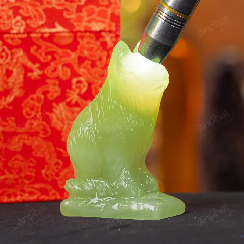 Tượng Mèo Đá Onyx Xanh - 12cm - M29010516