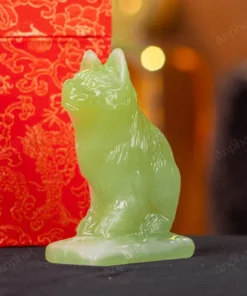 Tượng Mèo Đá Onyx Xanh - 12cm - M29010516