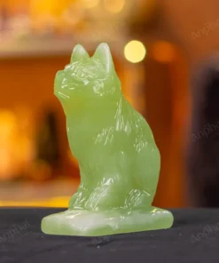 Tượng Mèo Đá Onyx Xanh - 12cm - M29010516