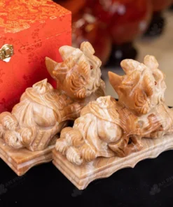 Cặp Tỳ Hưu Đá Canxit Nâu Vàng - 6,51kg - M2877651