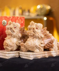 Cặp Tỳ Hưu Đá Canxit Nâu Vàng - 6,51kg - M2877651