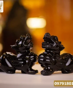 Cặp Tỳ Hưu Obsidian Đen 15cm, 2kg