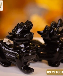 Cặp Tỳ Hưu Obsidian Đen 15cm, 2kg