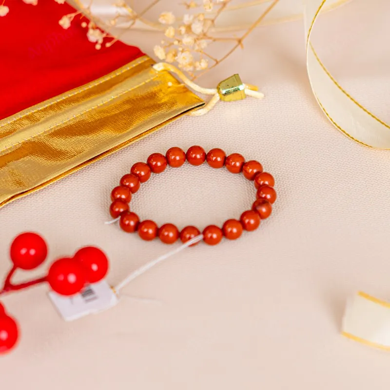 Vòng Tay Ngọc Bích Đỏ 1A 8 Ly 079-0481A-8