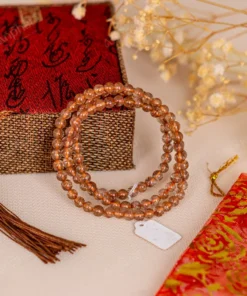 Vòng Tay Thạch Anh Tóc Đỏ 1A Loại Cuốn 3 Vòng 5 Ly 080-0821A-5