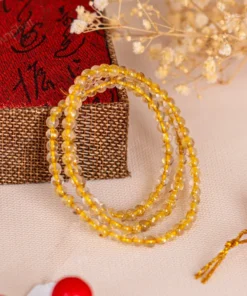 Vòng Tay Thạch Anh Tóc Vàng 1A Loại Cuốn 3 Vòng 5 Ly 080-0861A-5