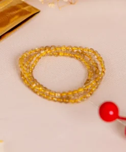 Vòng Tay Thạch Anh Tóc Vàng 1A Loại Cuốn 3 Vòng 5 Ly 080-0861A-5